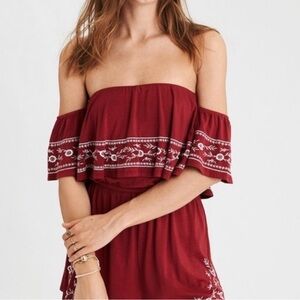 AE Off the Shoulder Embroidered Romper Size Small